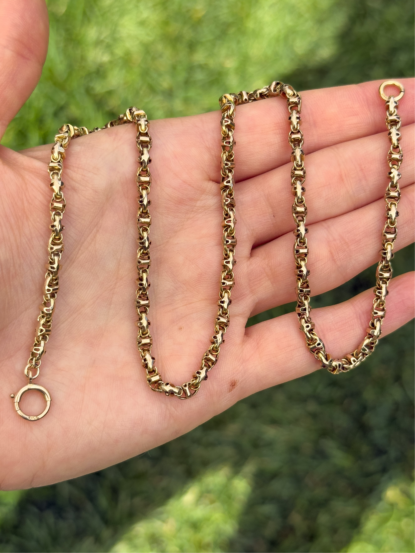 9ct Antique yellow gold Long Guard conversion chain - 18.25β