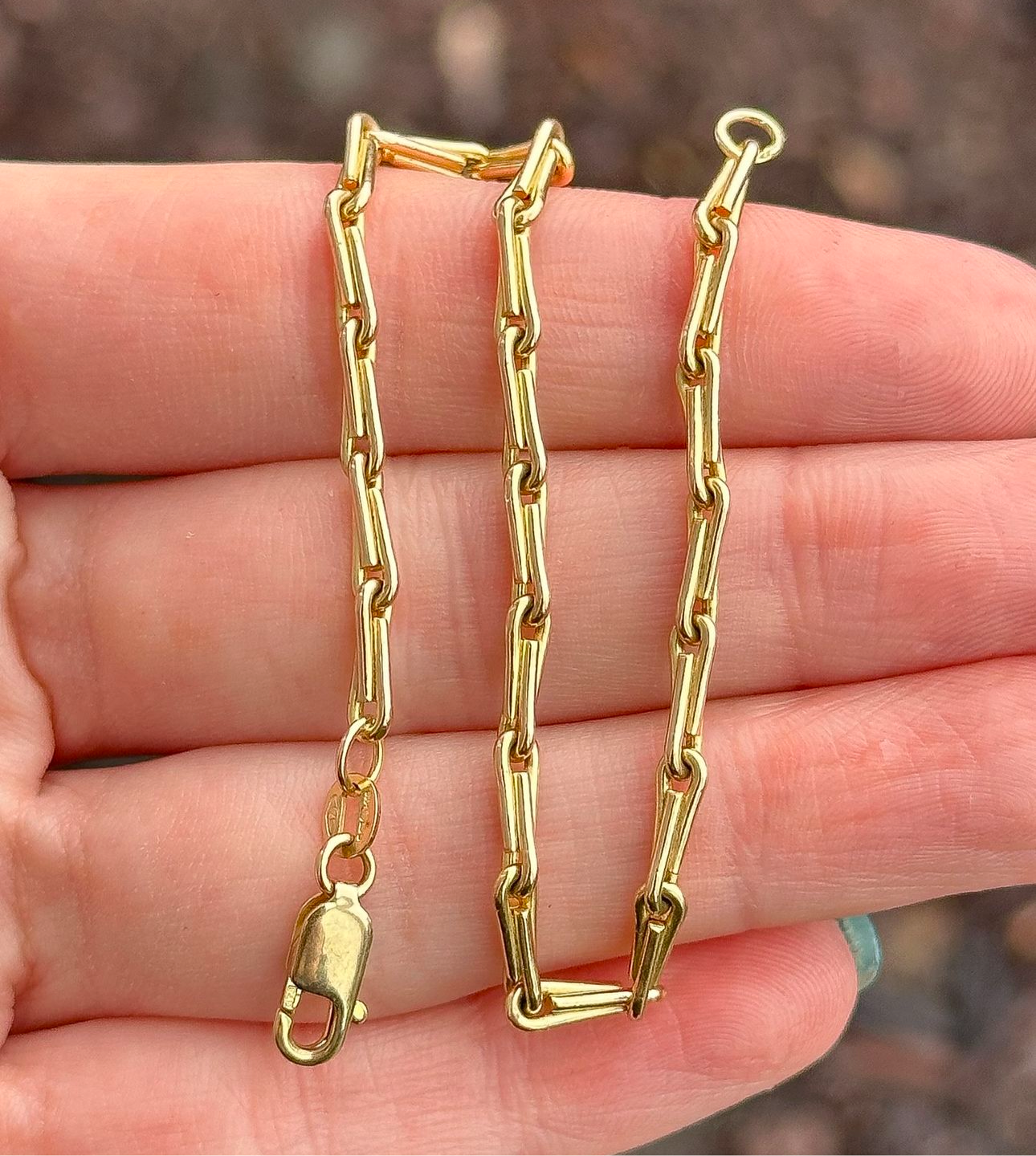 Vintage 9ct Yellow Gold Hayseed bracelet chain - 7.75β