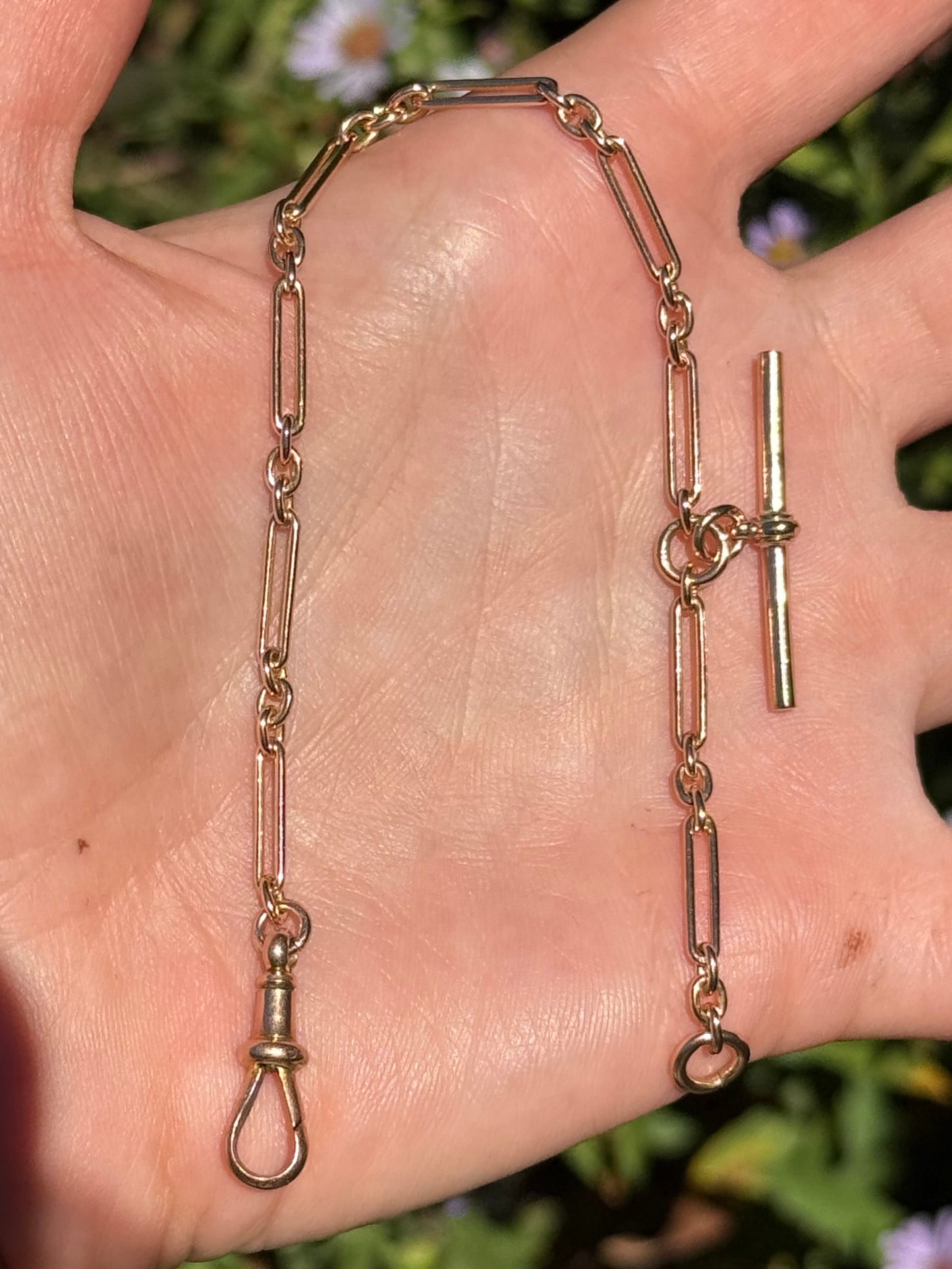 9ct Antique Swivel Dog Clip Trombone Chain - 7.75β