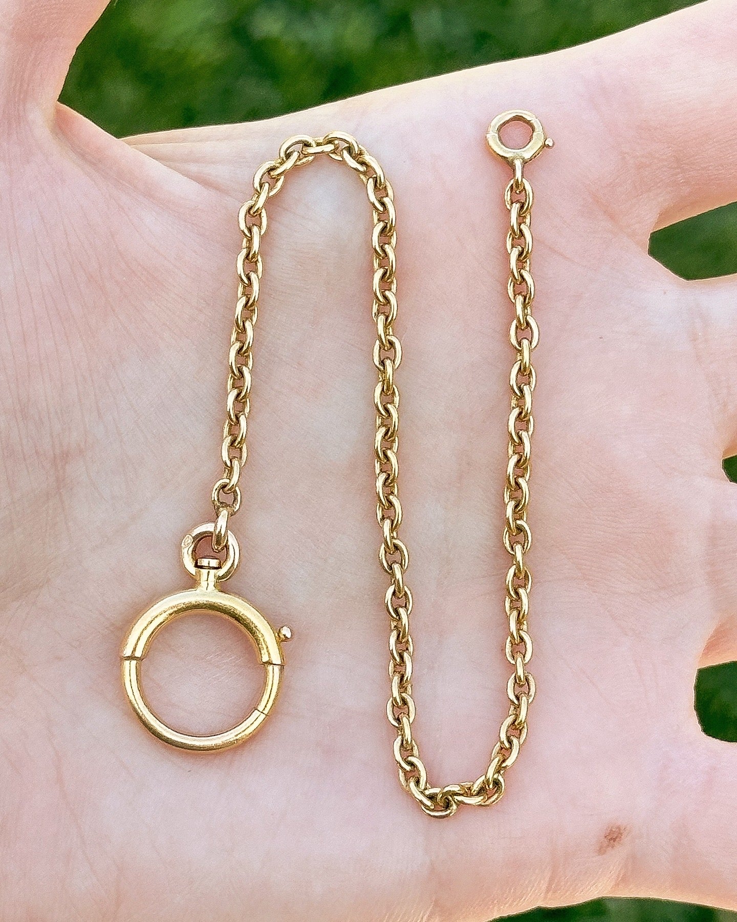 18ct Antique Watch chain with extra large swivel bolt and extra bolt clasp - 8”