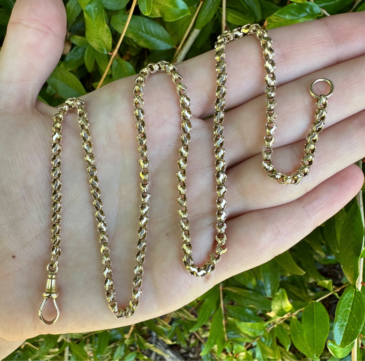 Tulip chain - Antique 15ct belcher link chain with swivel dog clip - 20β