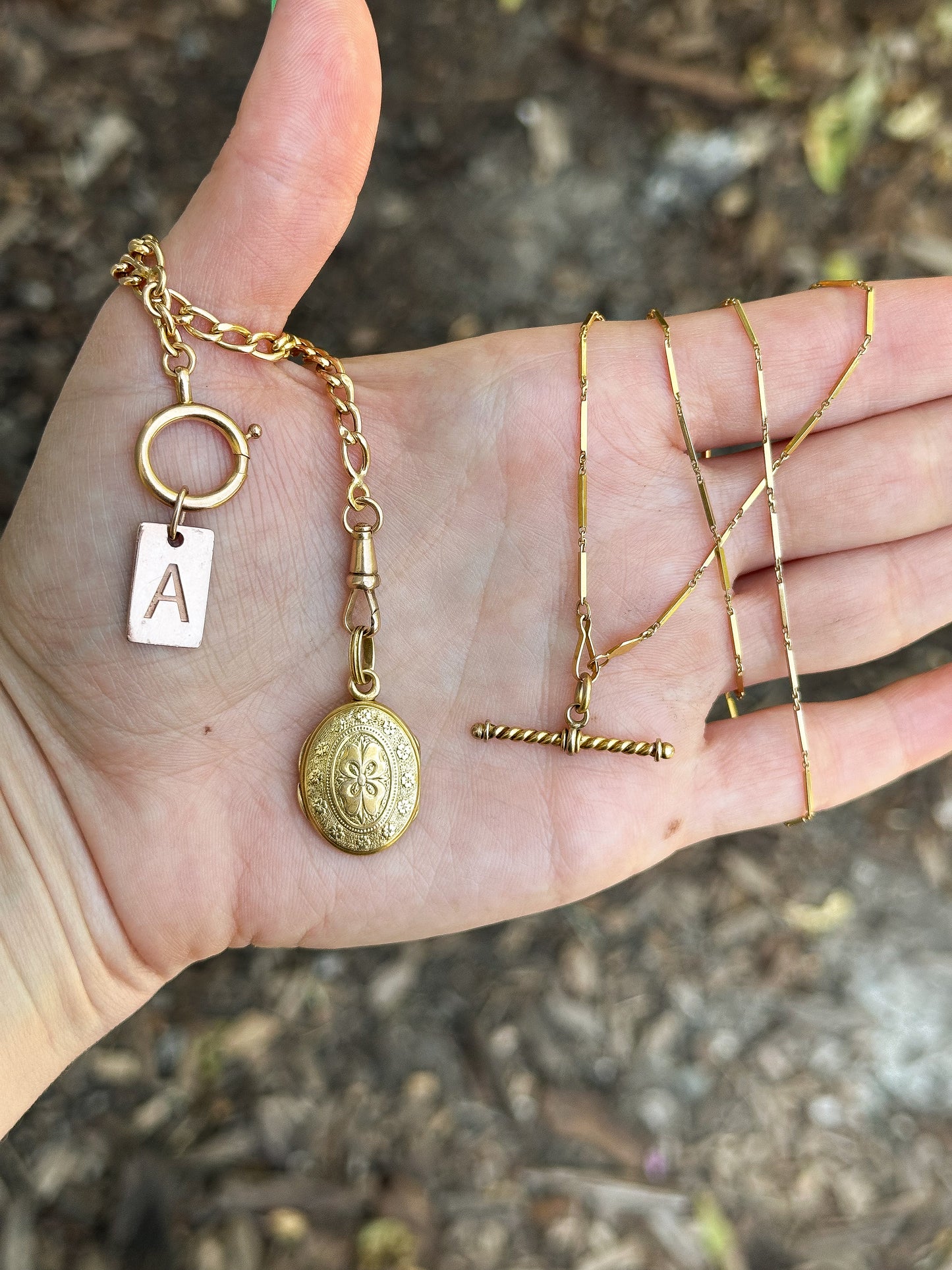 Vintage 18k Bar-link chain with unique clasp - 22.5β