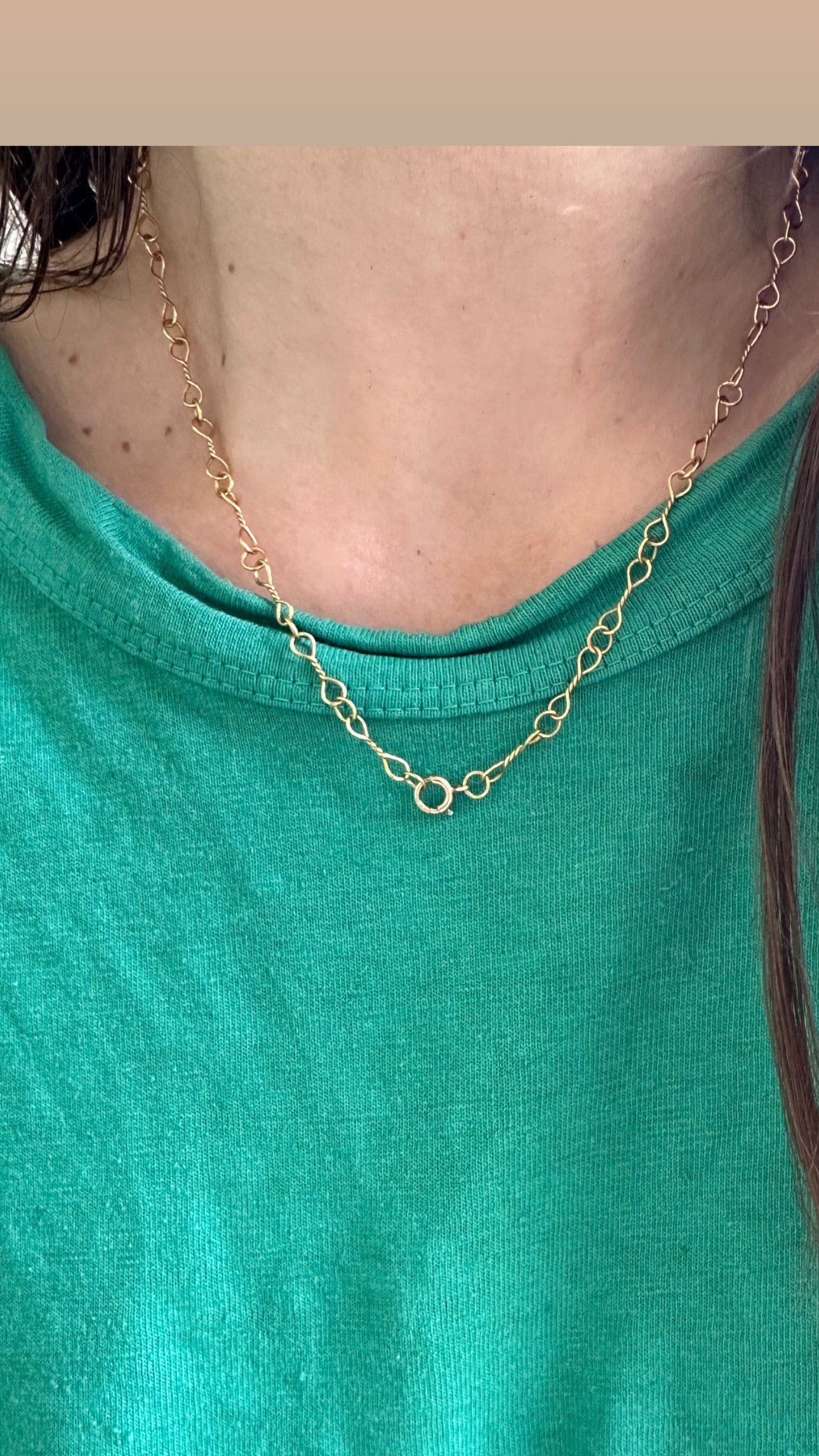 18k Vintage yellow gold twisted link chain with antique 14k bolt clasp - 17.5”