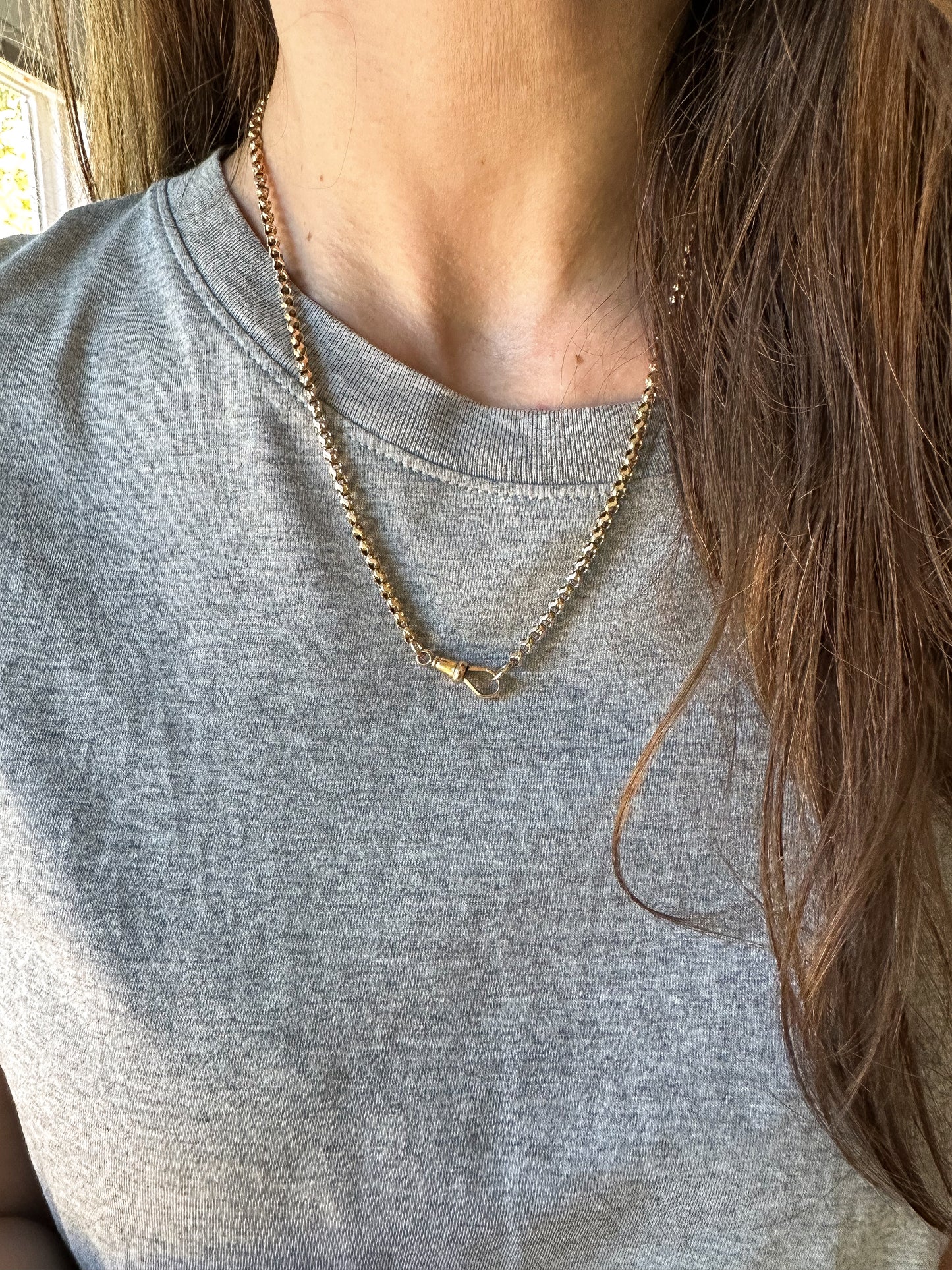 Tulip chain - Antique 15ct belcher link chain with swivel dog clip - 20β