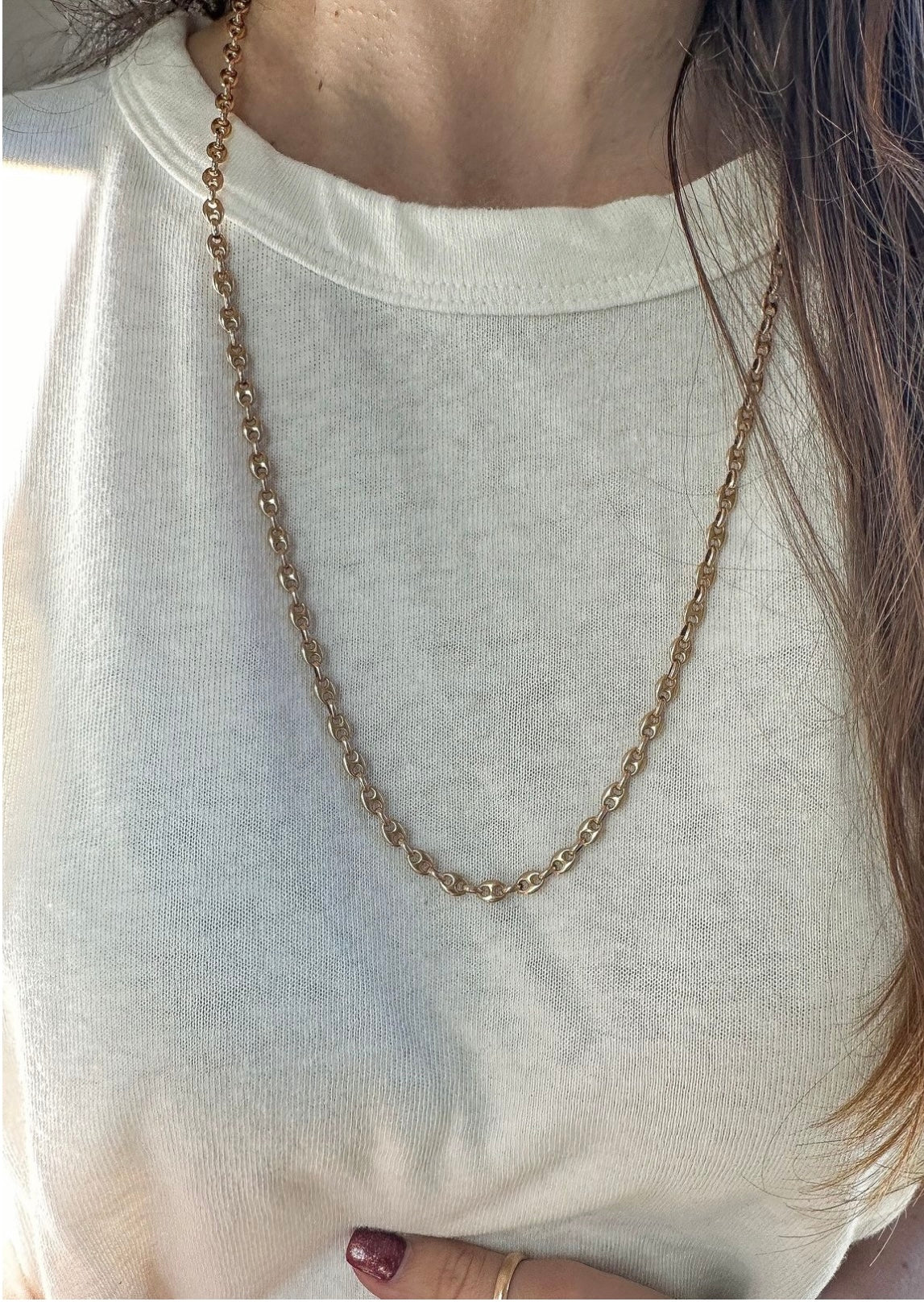 Vintage 9ct solid Mariner link chain by UnoAErre- 26.25”