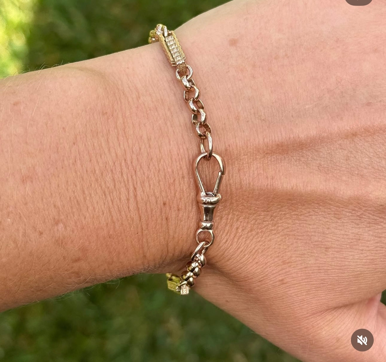 9ct Vintage Trombone Bracelet with dog clip - 8.5”