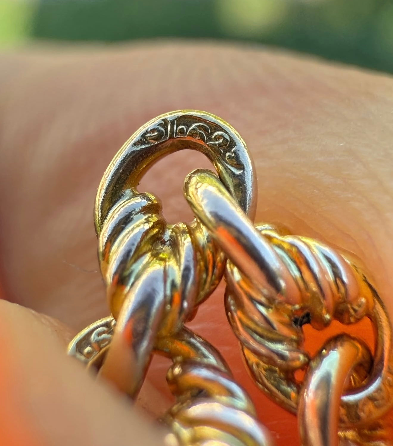 Love-link bar chain Antique 15ct with large dog clip - 24.25β