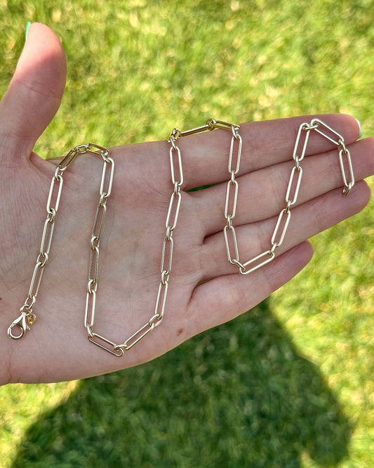 14k Modern Trombone link chain - 18”