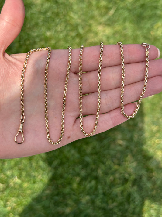 Victorian Antique 9ct Belcher link chain with swivel dog clip - 29”
