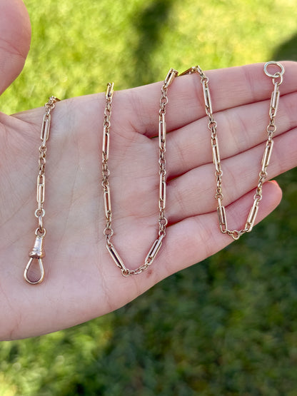 Antique 9ct Trombone Love-link chain