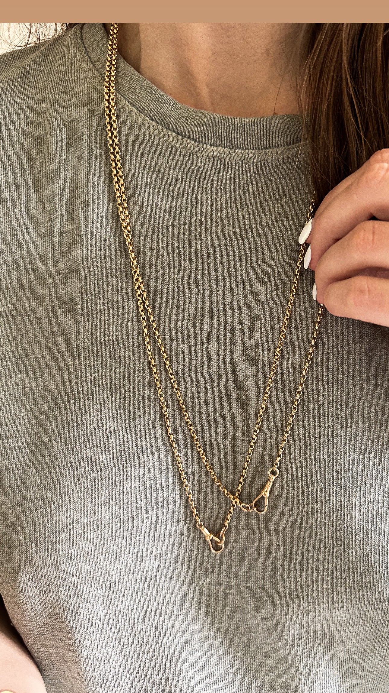 Victorian Antique 9ct Belcher link chain with swivel dog clip - 29”