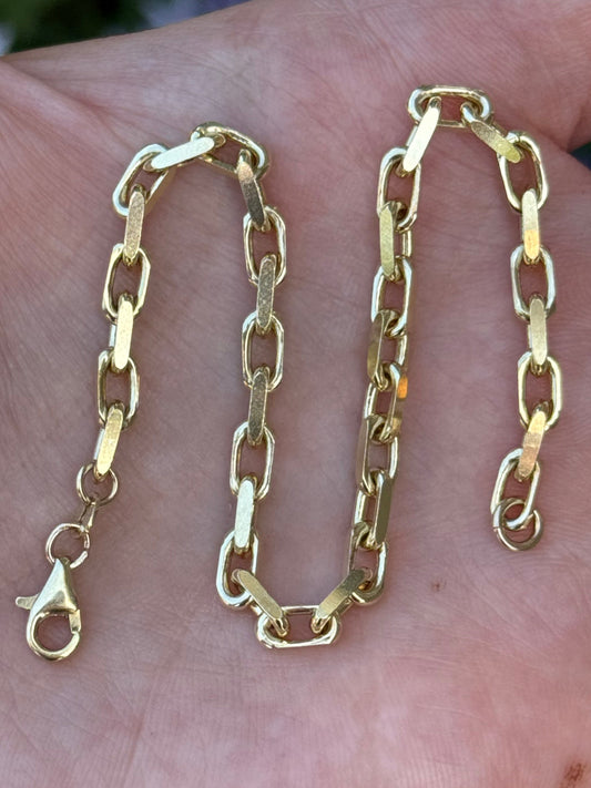 14k Vintage Solid Biker Bracelet - 7.75”