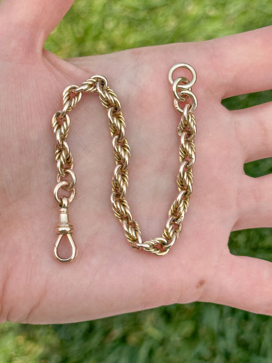 Love-link 9ct Antique solid chain with swivel dog clip - 7.25”