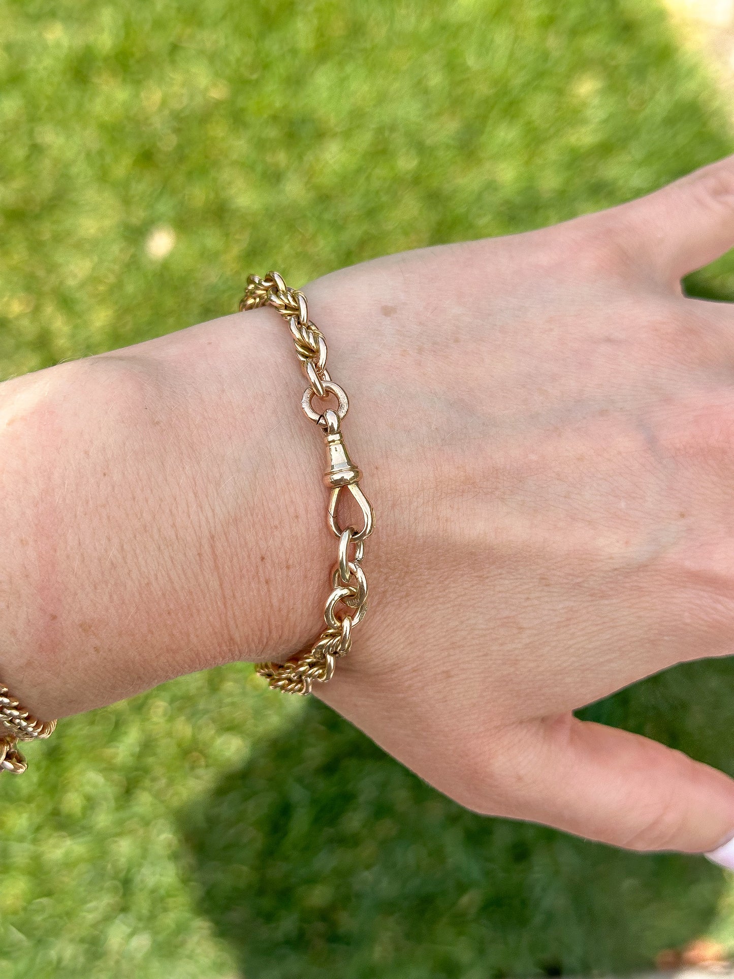 Love-link 9ct Antique solid chain with swivel dog clip - 7.25”