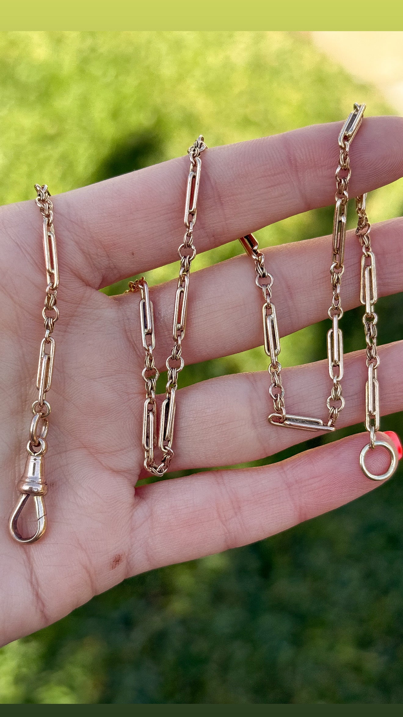 Antique 9ct Trombone Love-link chain