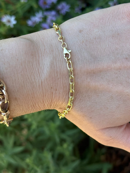 14k Vintage Solid Biker Bracelet - 7.75”