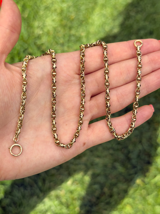 9ct Antique yellow gold Long Guard conversion chain - 18.25”