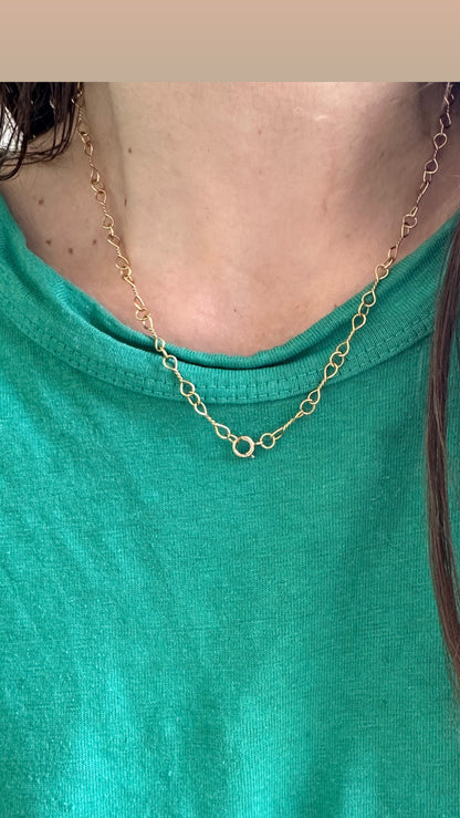 18k Vintage yellow gold twisted link chain with antique 14k bolt clasp - 17.5”