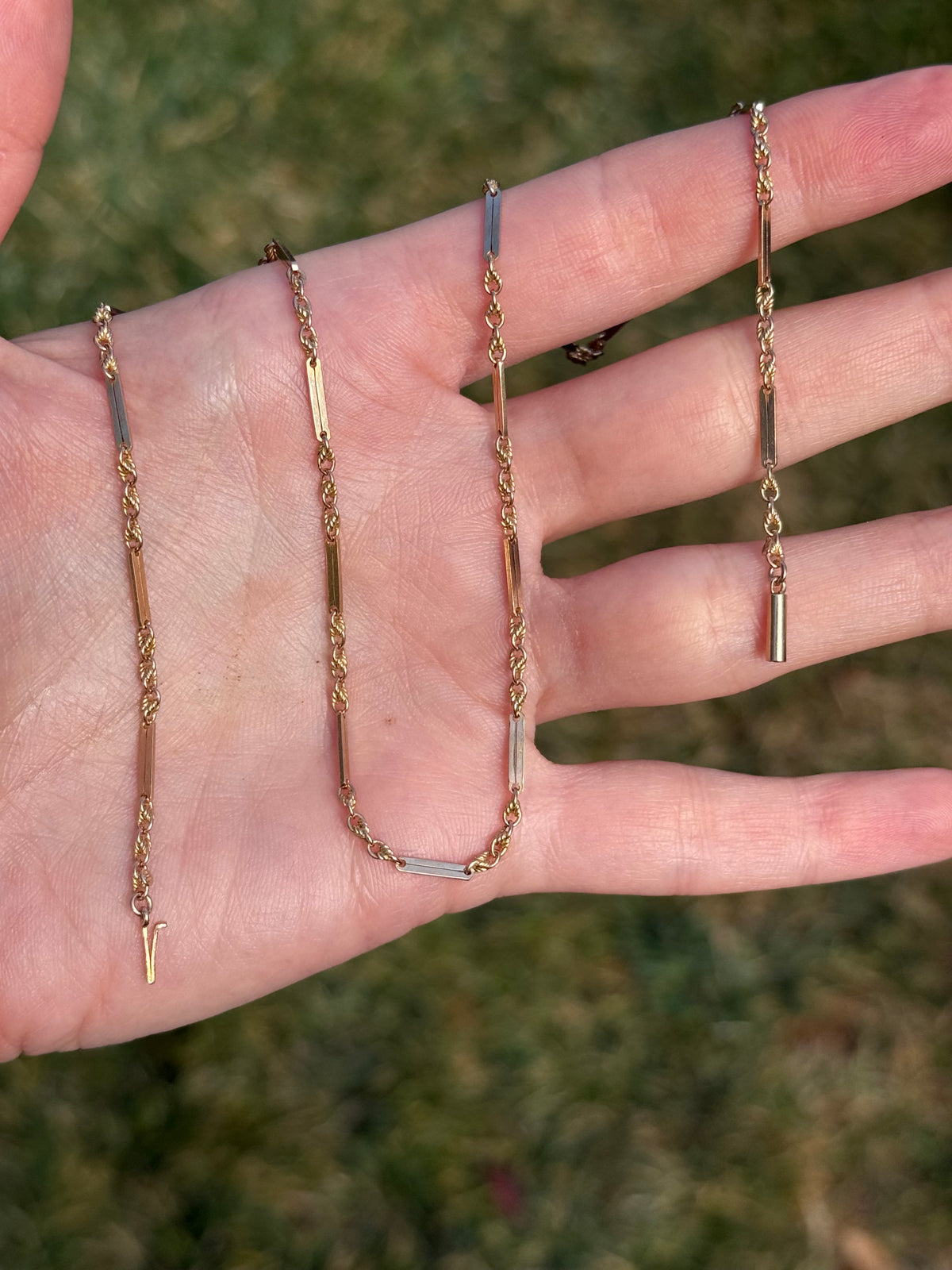 Love-link 9ct Antique trombone chain - 18”