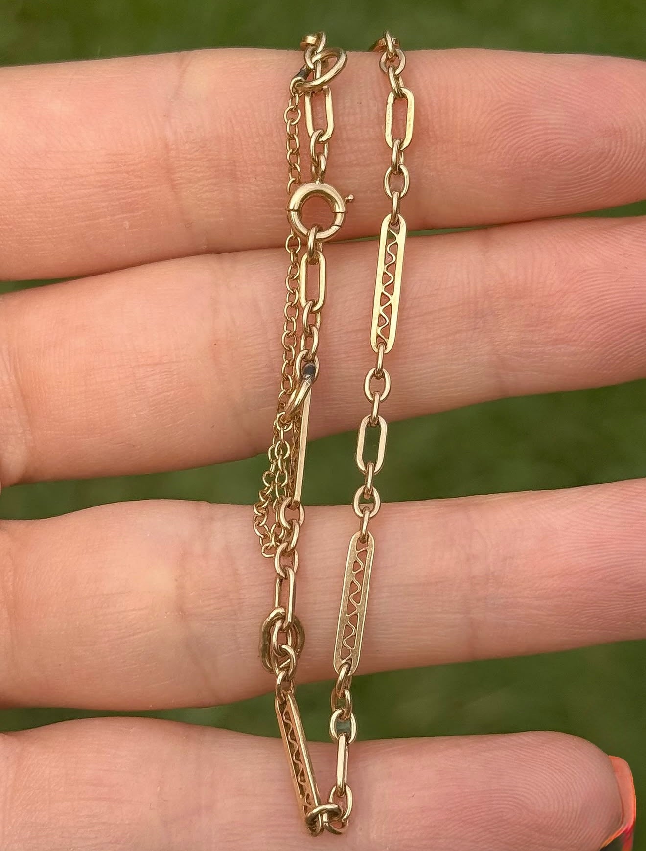 14k Antique Trombone Bracelet - 7.5”