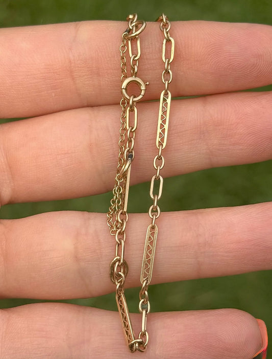 14k Antique Trombone Bracelet - 7.5”
