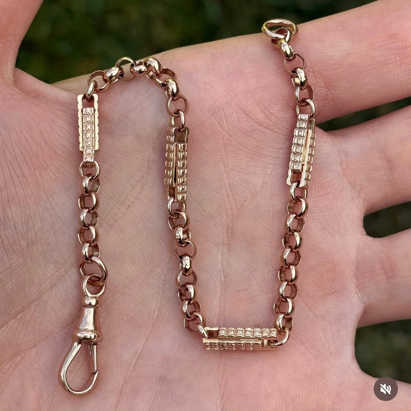9ct Vintage Trombone Bracelet with dog clip - 8.5”