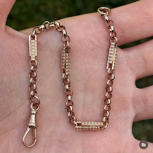 9ct Vintage Trombone Bracelet with dog clip - 8.5”