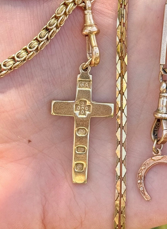 1 x Vintage 9ct cross pendant with full hallmarks - for K