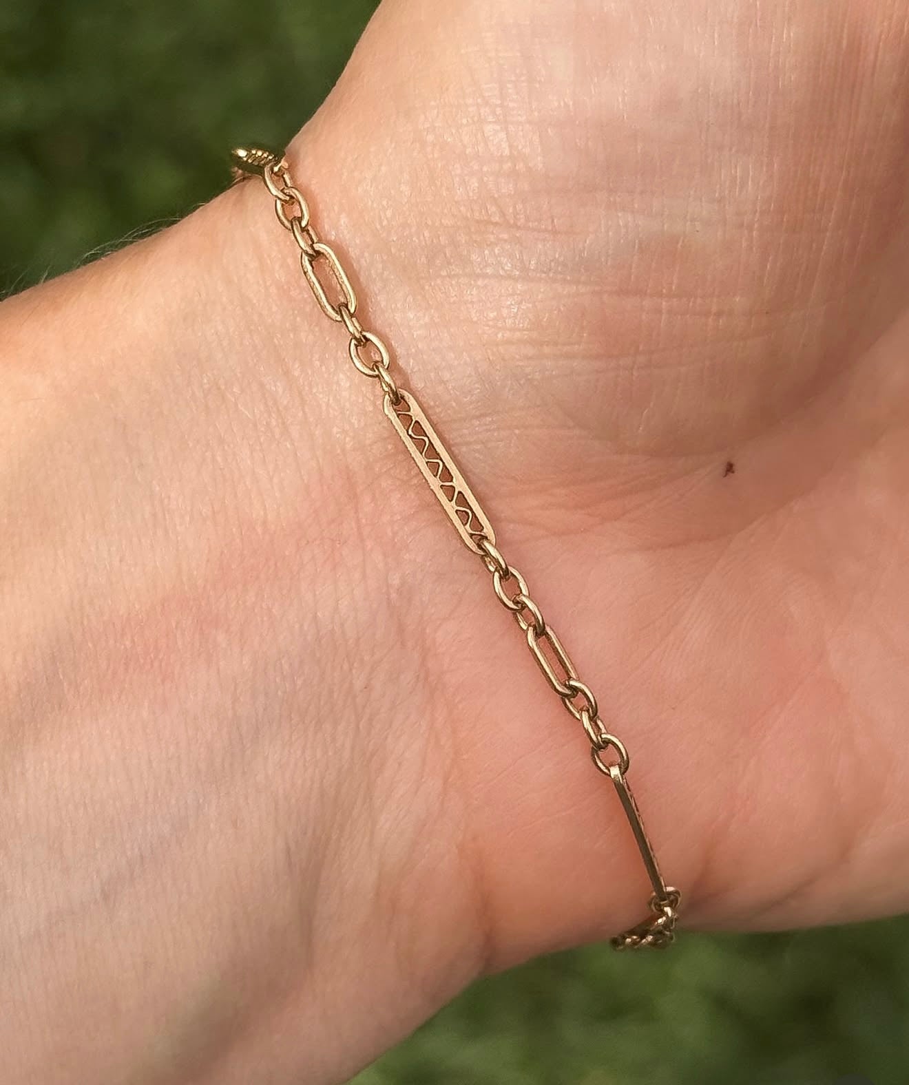 14k Antique Trombone Bracelet - 7.5”