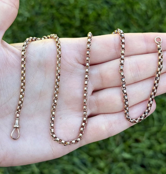 Beveled Belcher Chain Antique 9ct  with swivel dog clip - 18”