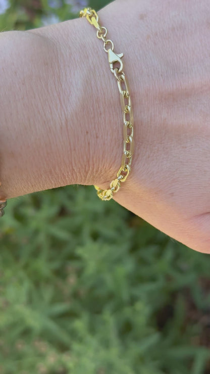 14k Vintage Solid Biker Bracelet - 7.75”