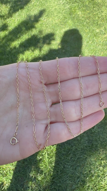 Baby Trombone Chain 15ct Antique with Victorian Tag - 19.5”
