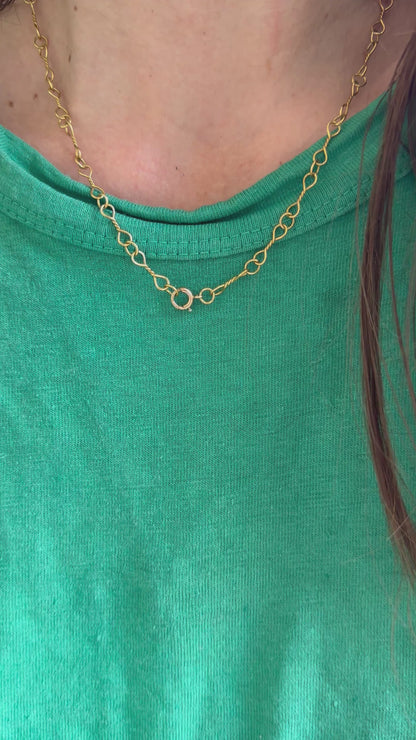 18k Vintage yellow gold twisted link chain with antique 14k bolt clasp - 17.5”