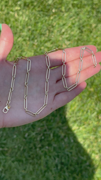 14k Modern Trombone link chain - 18”
