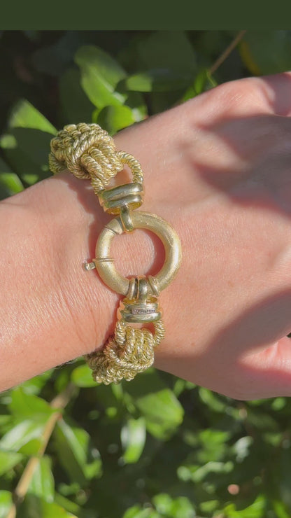 18k Vintage Lover’s Knot solid bracelet with Oversized Bolt Clasp - 7.75”