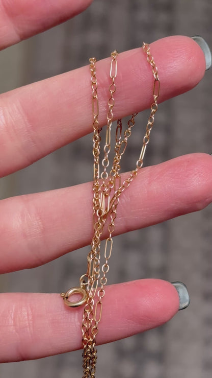 Baby Trombone Chain 15ct Antique with Victorian Tag - 19.5”