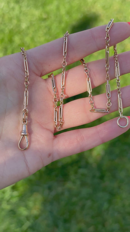 Antique 9ct Trombone Love-link chain