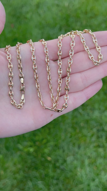 Vintage 9ct solid Mariner link chain by UnoAErre- 26.25”