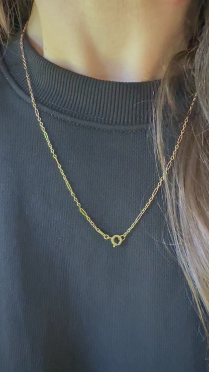 Baby Trombone Chain 15ct Antique with Victorian Tag - 19.5”