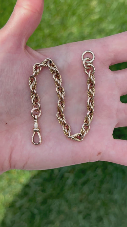 Love-link 9ct Antique solid chain with swivel dog clip - 7.25”