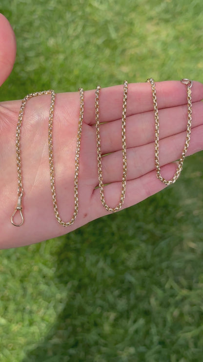 Victorian Antique 9ct Belcher link chain with swivel dog clip - 29”