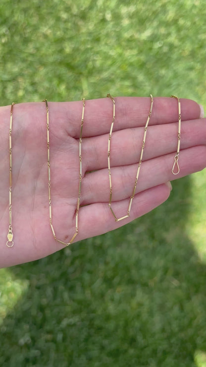 Vintage 18k Bar-link chain with unique clasp - 22.5”