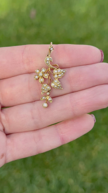 15ct Antique Pearl drop pendant