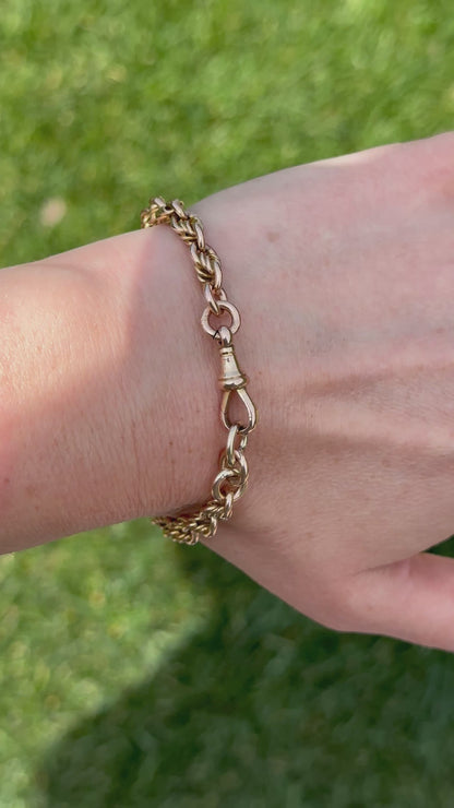 Love-link 9ct Antique solid chain with swivel dog clip - 7.25”