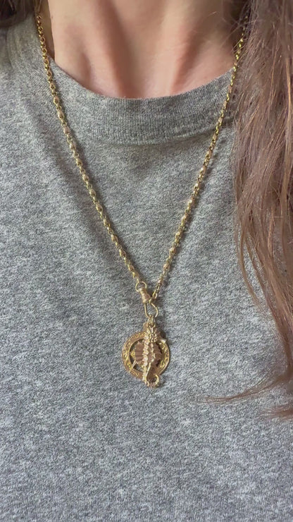15ct Antique Tulip belcher chain with antique 14k dog clip - 21.25”