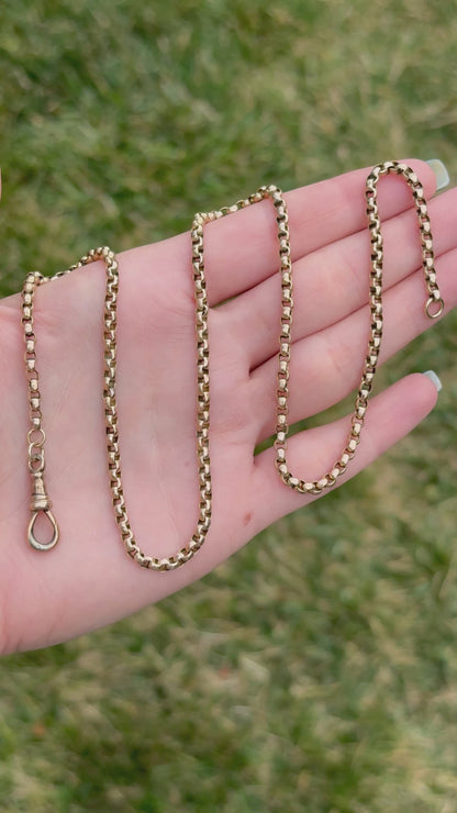 9ct Antique Beveled Belcher chain with swivel dog clip - 21.25”